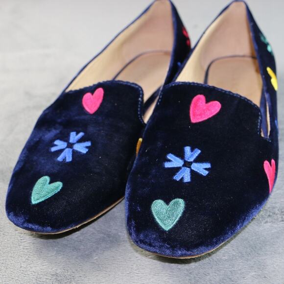Jack Rogers Kennedy Loafer Shoes Womens Size 10 Velvet Heart Embroidered - Picture 8 of 10